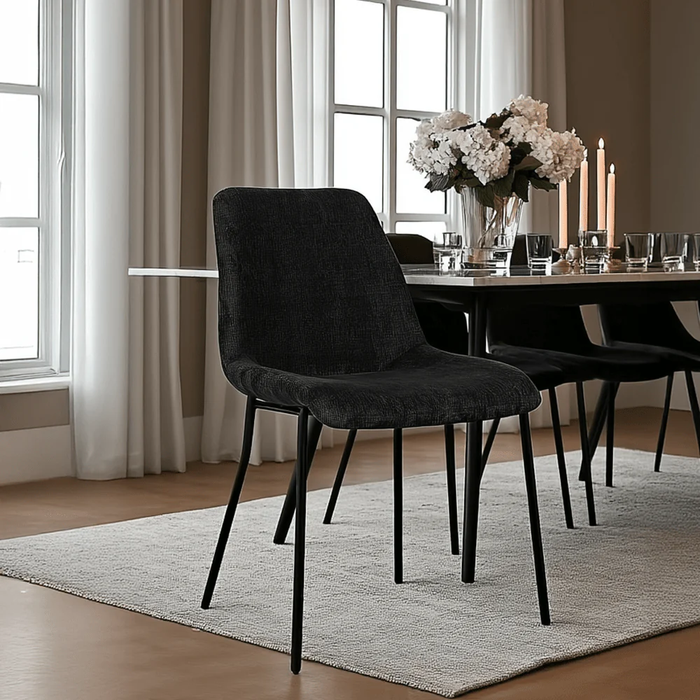 Watson Black Textured Velvet Dining Chair - Set of 2