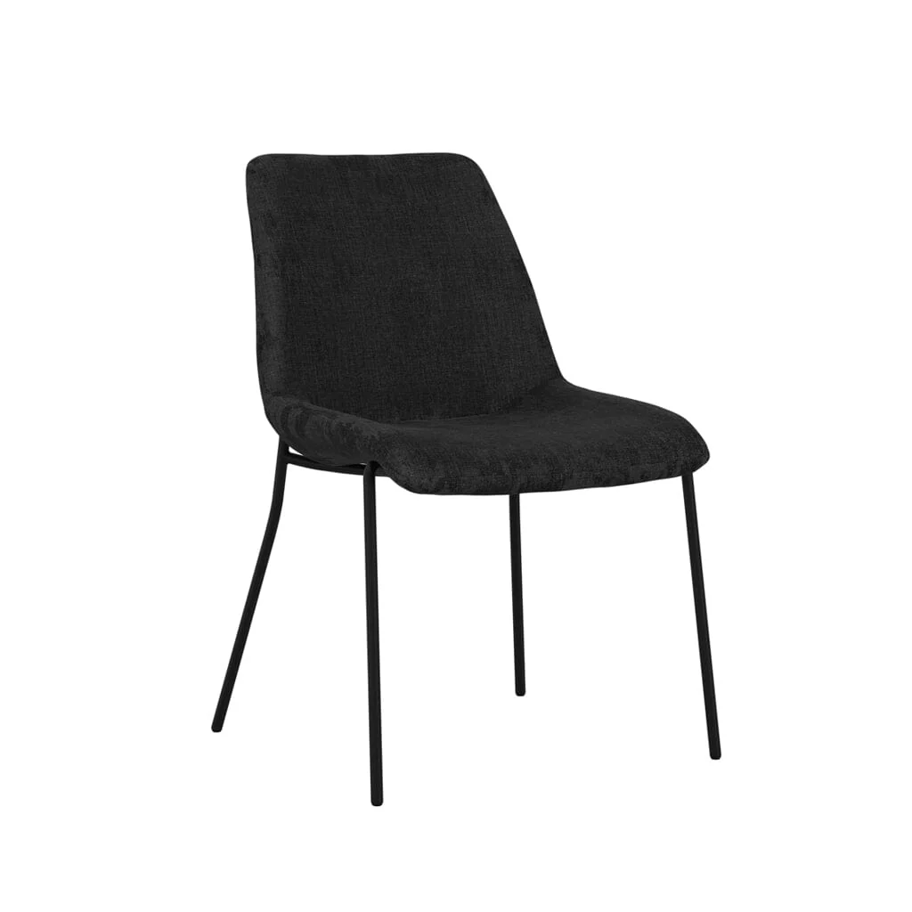Watson Black Textured Velvet Dining Chair - Set of 2 - Image 2