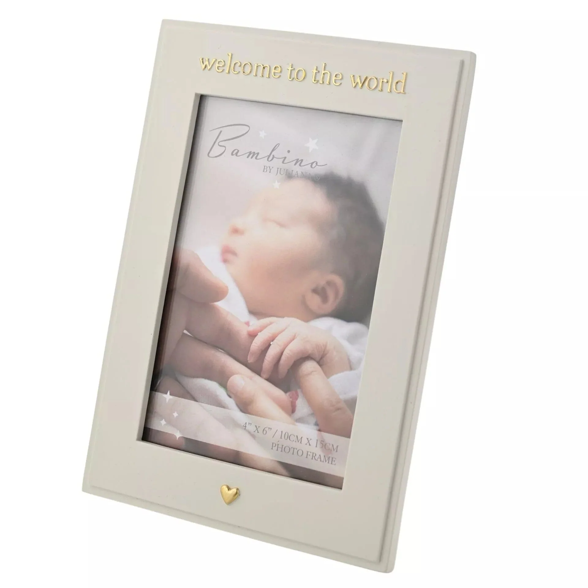 'Welcome to the World' Cream & Gold Photo Frame- 4x6" - Image 2
