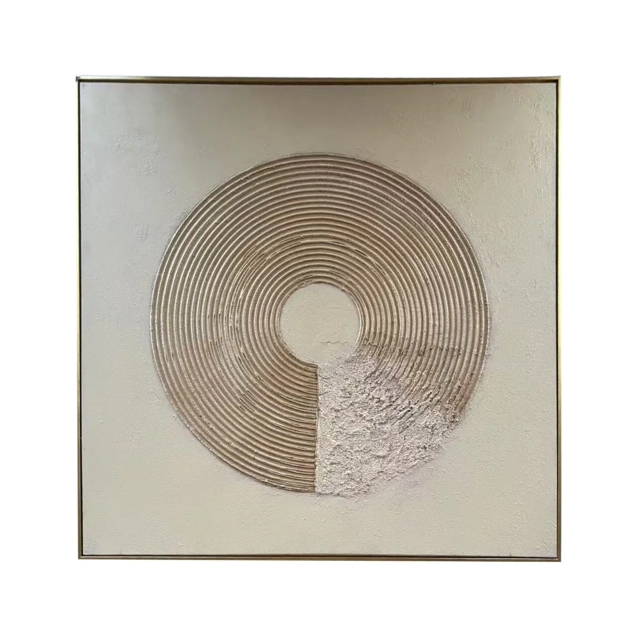 Westborne Cream & Gold Spiral Textured Canvas Wall Art - Image 2