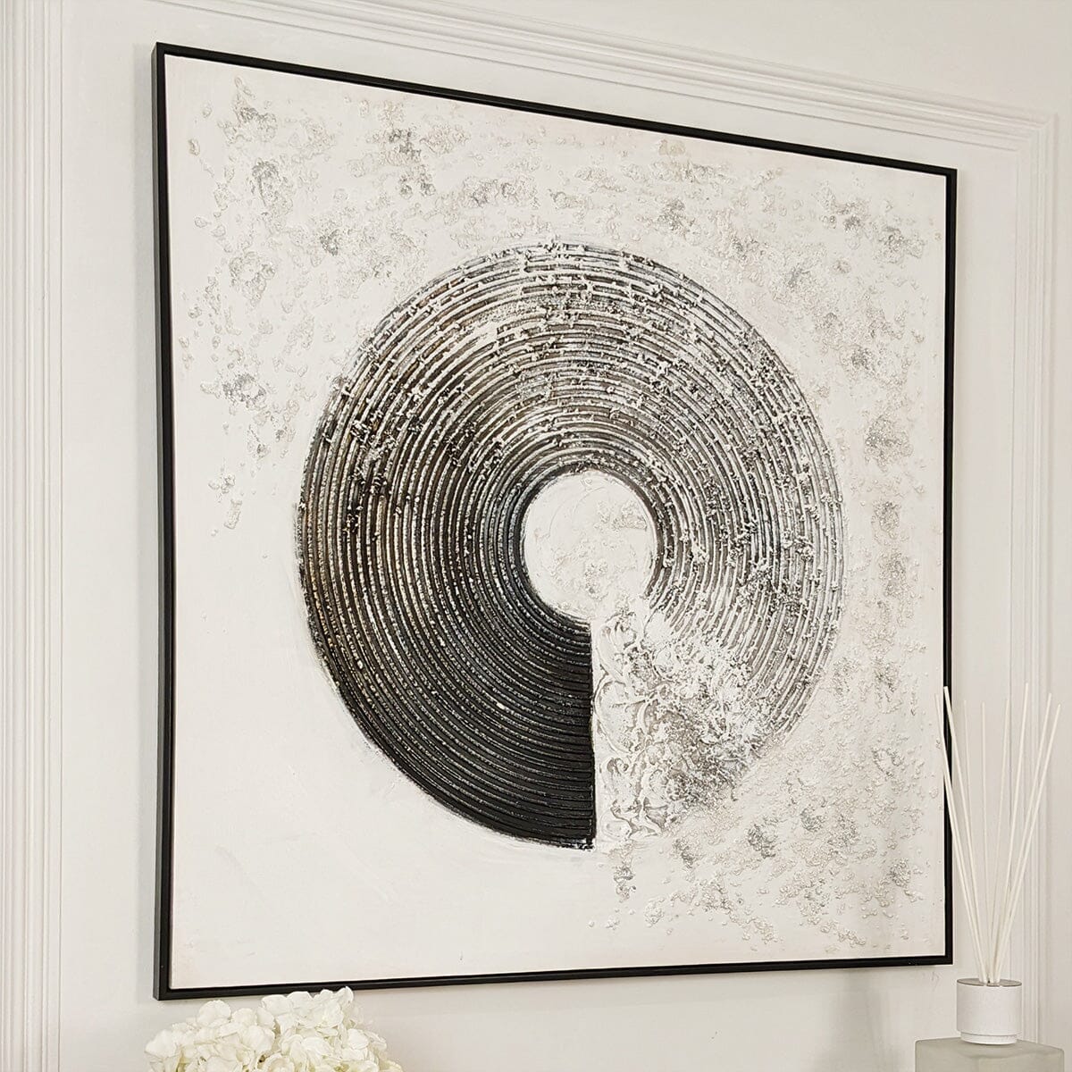 Westborne Monochrome Spiral Textured Canvas Wall Art - Image 2