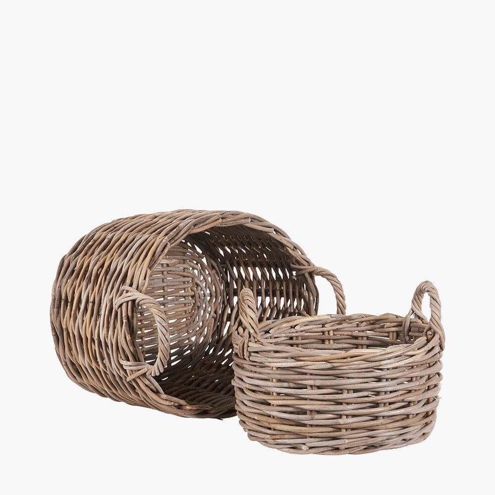 Whinnie Grey Set of 2 Oval Wicker Baskets - Image 2