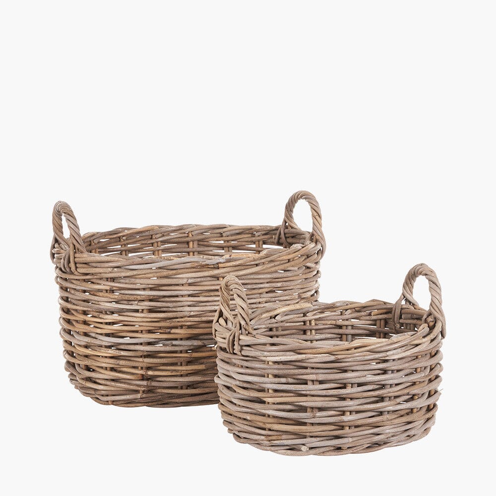 Whinnie Grey Set of 2 Oval Wicker Baskets - Image 3
