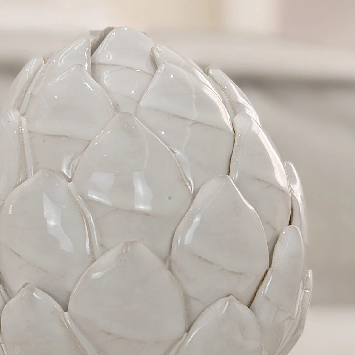 White Ceramic Decorative Standing Artichoke Ornament - Image 2