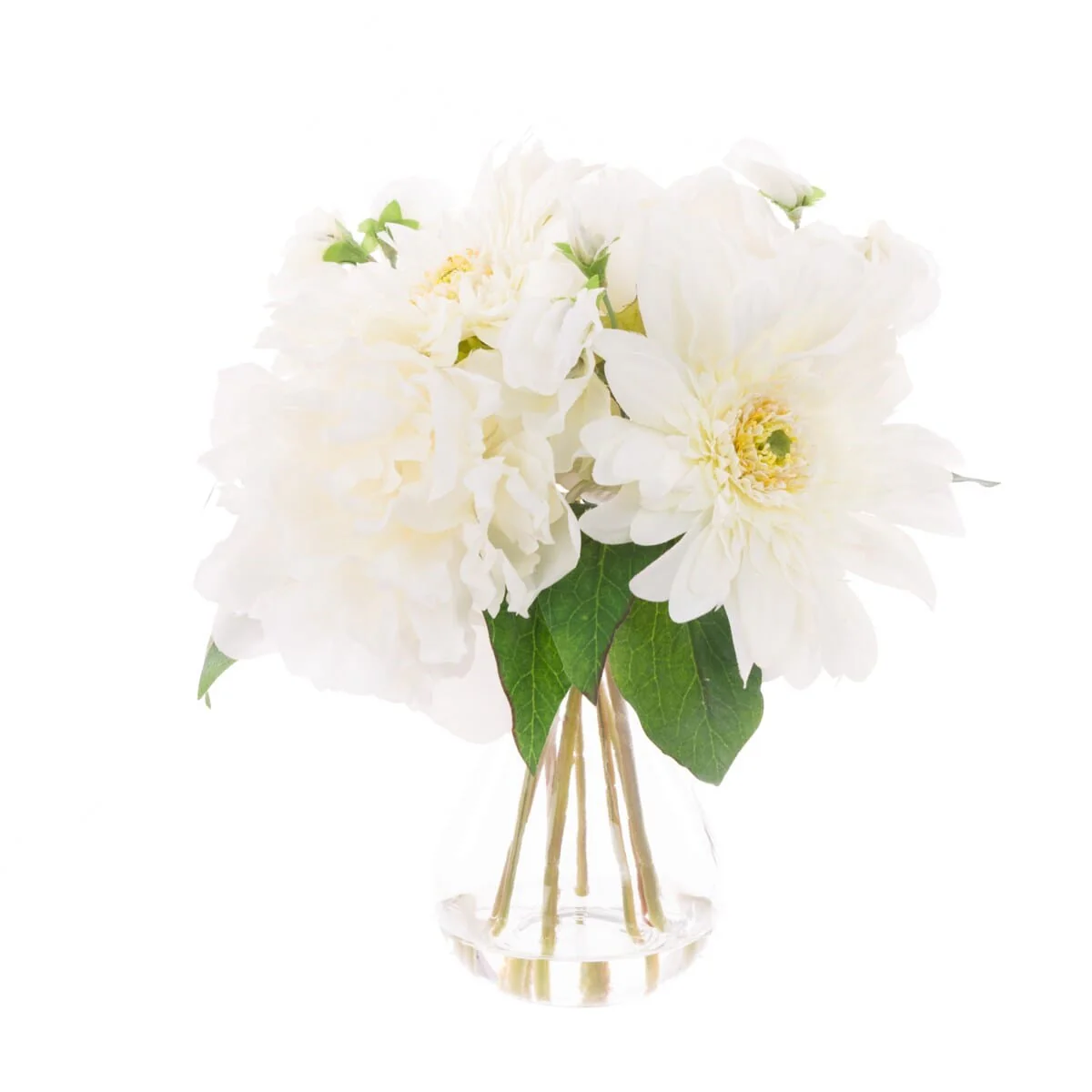 White Faux Peony & Gerbera Florals in Vase - Image 4