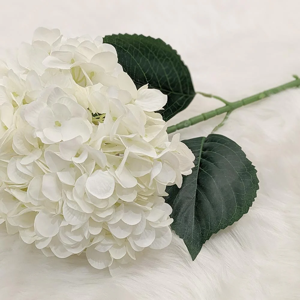White Giant Pom Pom Hydrangea Single Stem Flower - Set of 3 - Image 2