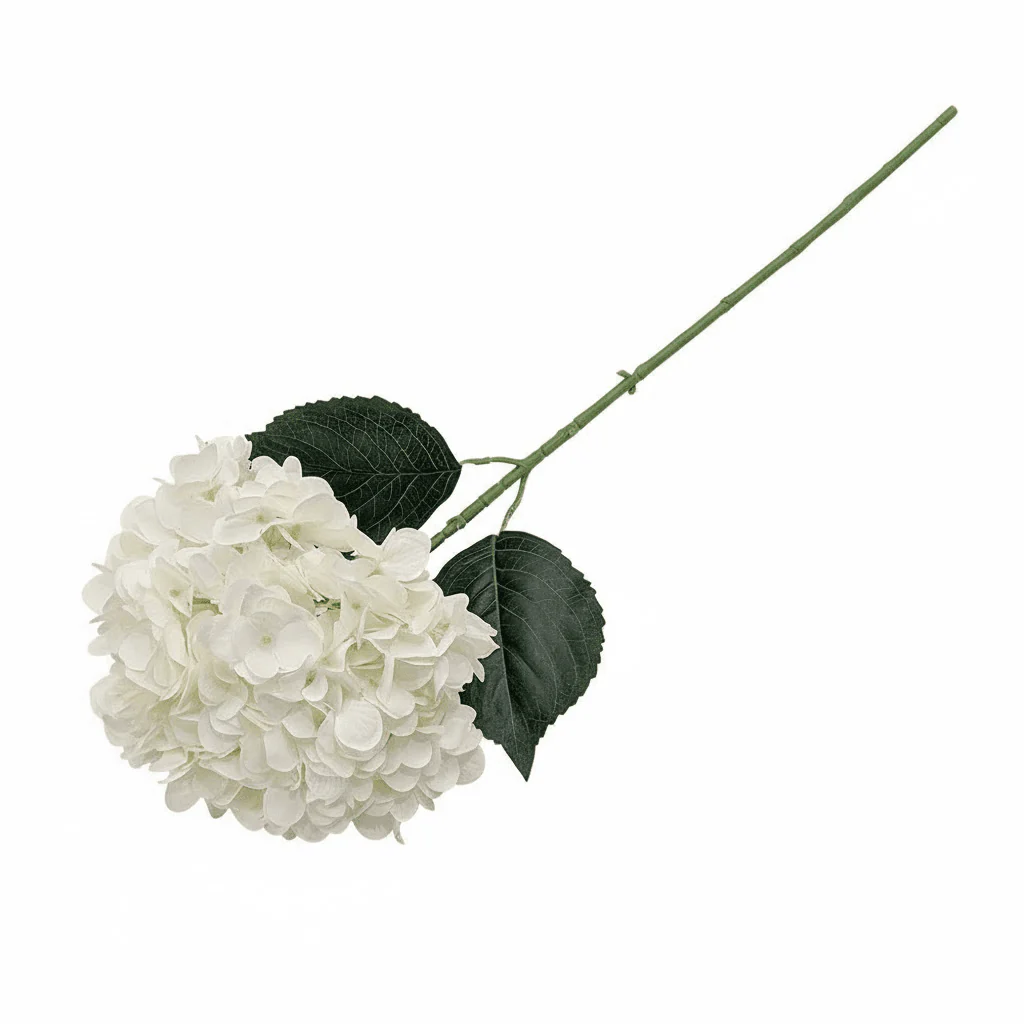 White Giant Pom Pom Hydrangea Single Stem Flower - Set of 3 - Image 4