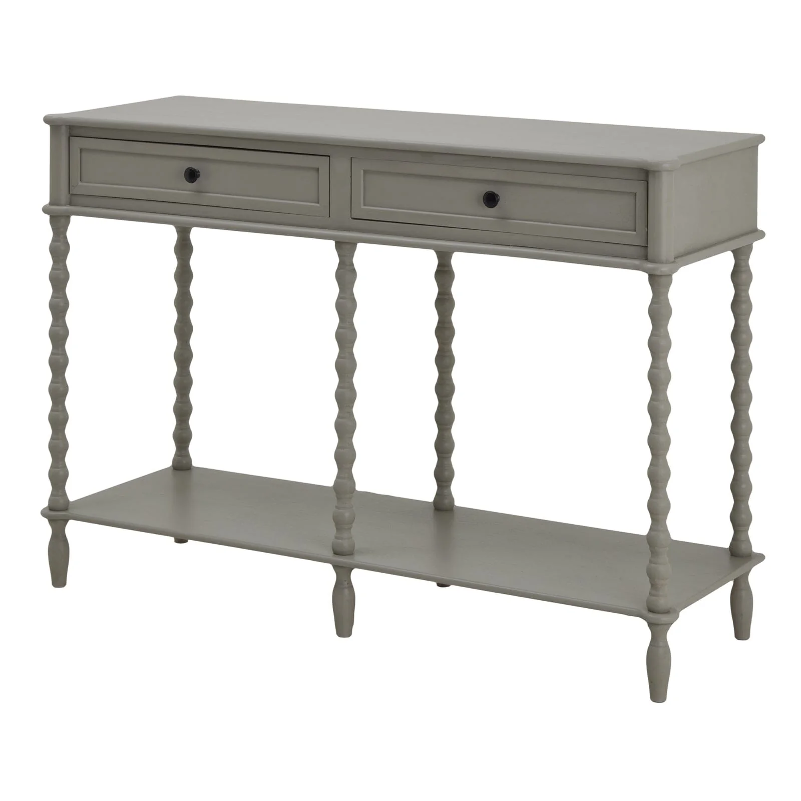 Wiley Grey Large 2 Drawer Console Table with Leg Detailing - Image 3