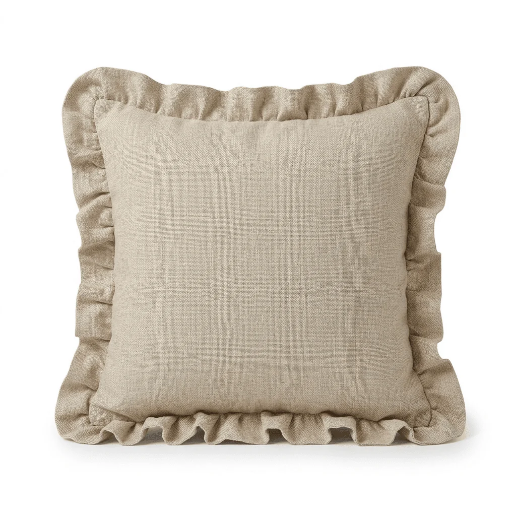 Wilmare Taupe Scalloped Edge Cushion with Cream Trim- 45x45cm - Image 2