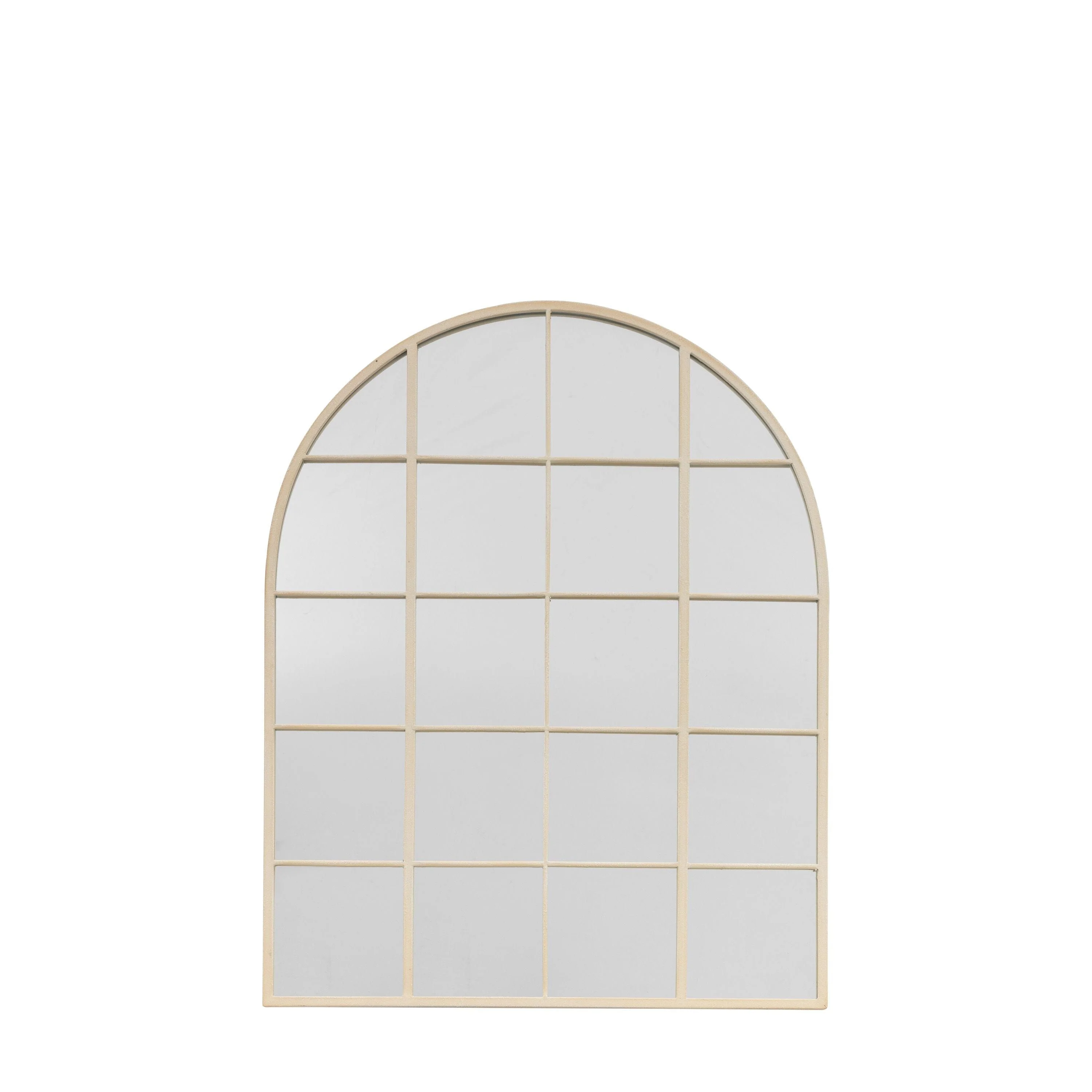 Woburn Whitewashed Wooden Arched Top Window Mirror - Image 3