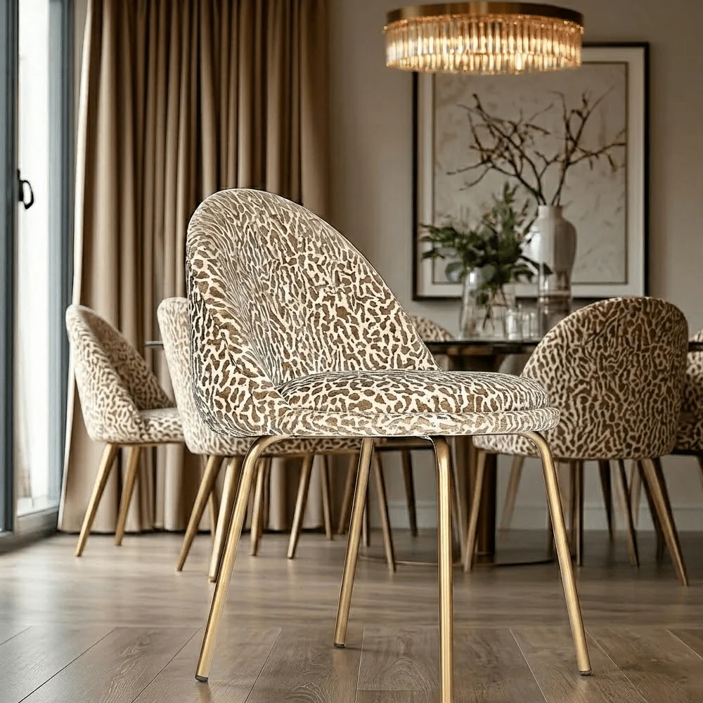 Wren Taupe Leopard Print Dining Chair - Set of 2