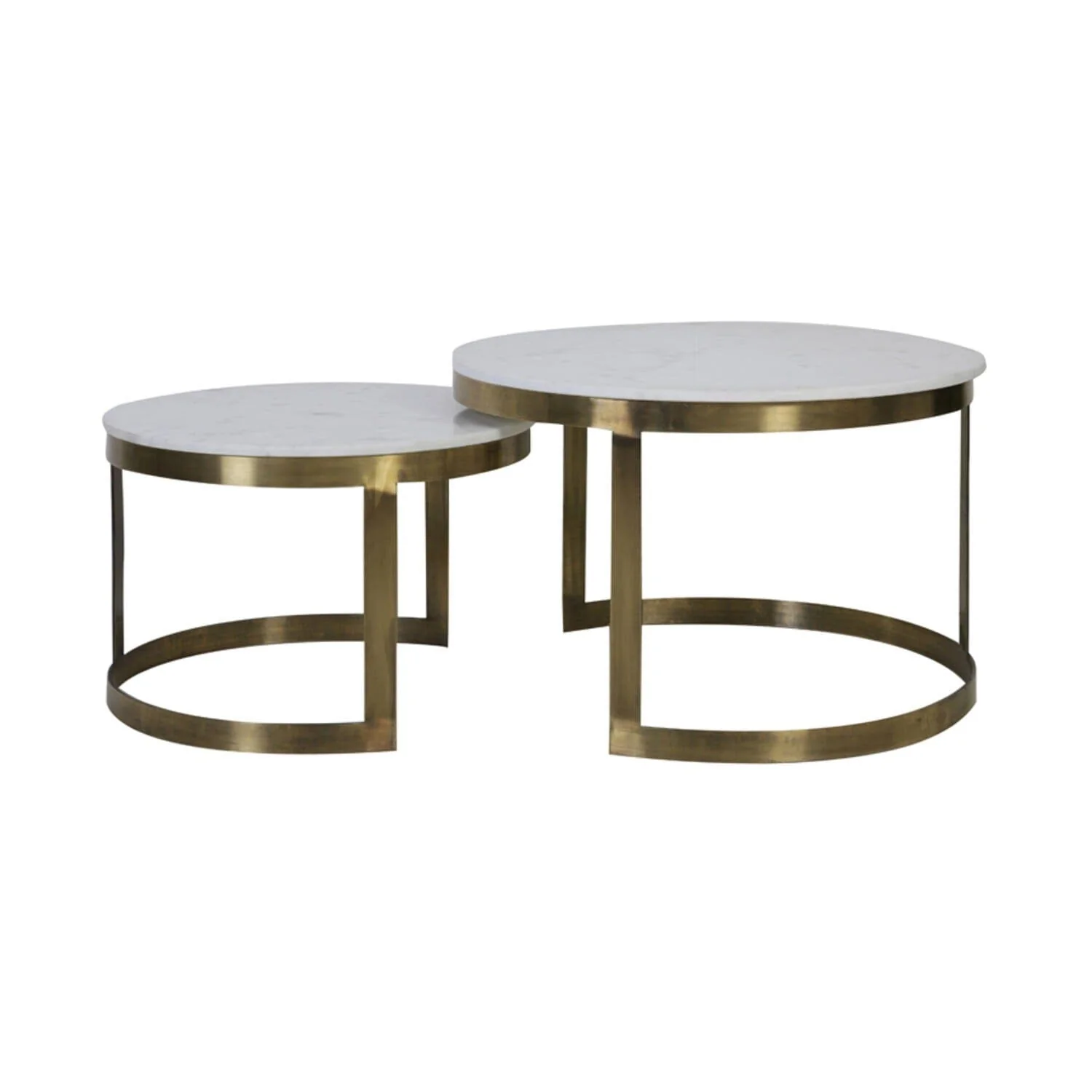 Xena Brushed Brass Nested Coffee Tables with Marble Top - Set of 2 - Image 2