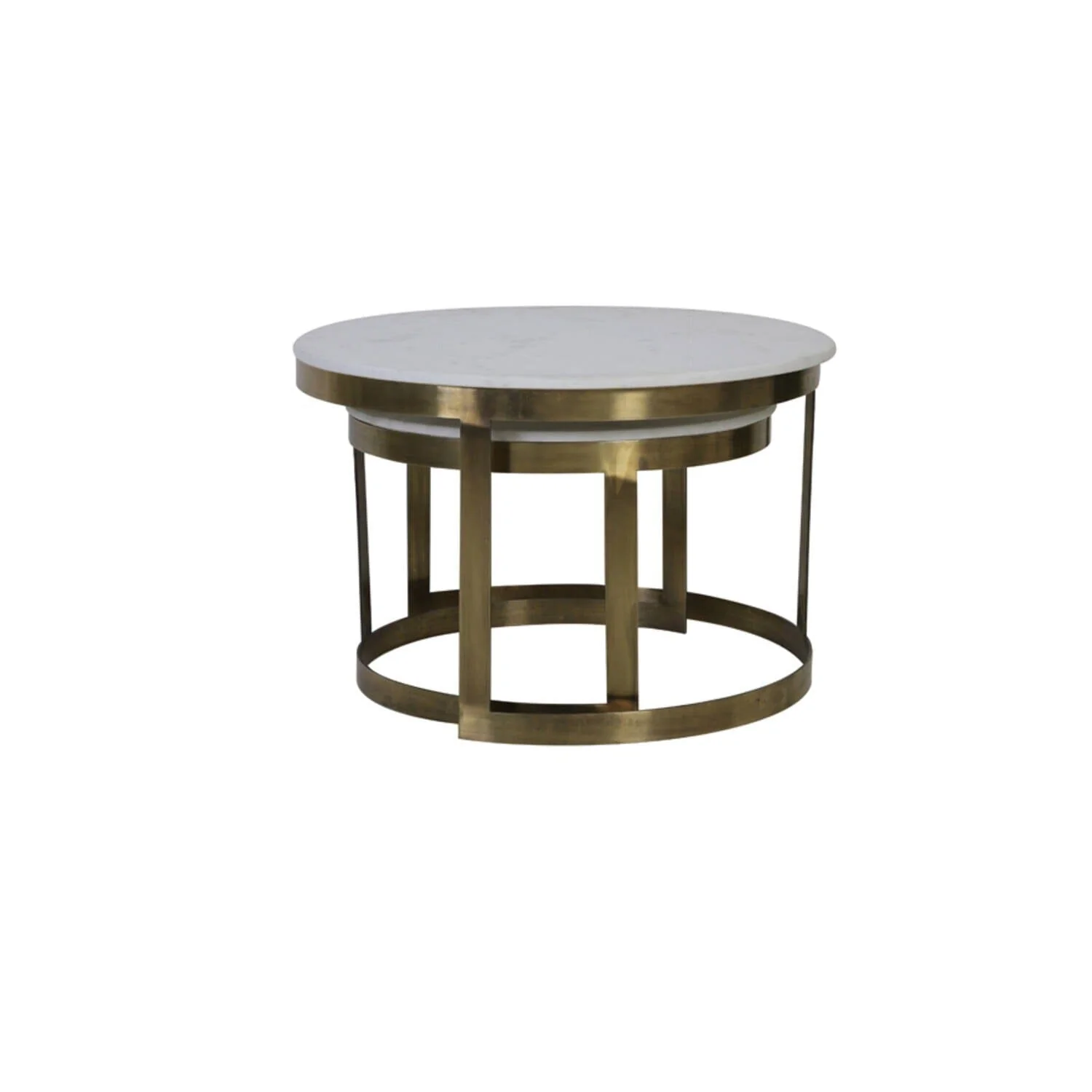 Xena Brushed Brass Nested Coffee Tables with Marble Top - Set of 2 - Image 3