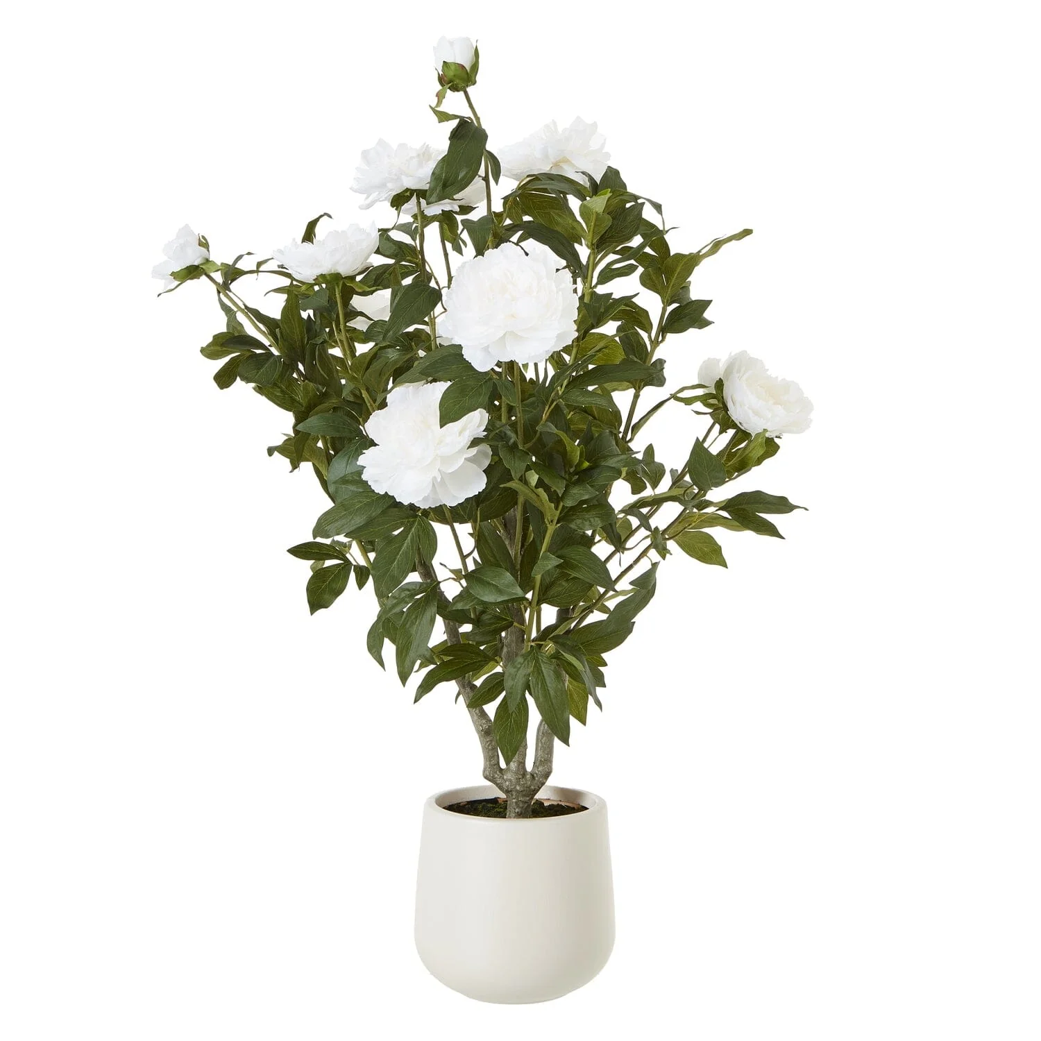 XL White Faux Peony Bush Potted Plant - Image 4