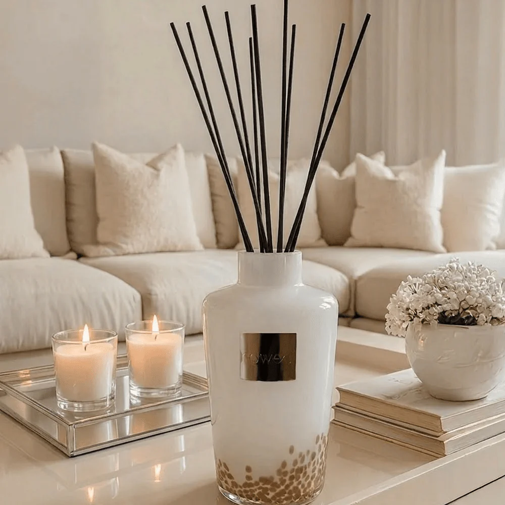 XXL Hazelnut Cappuccino Scented White & Gold Statement Reed Diffuser - 5000ml