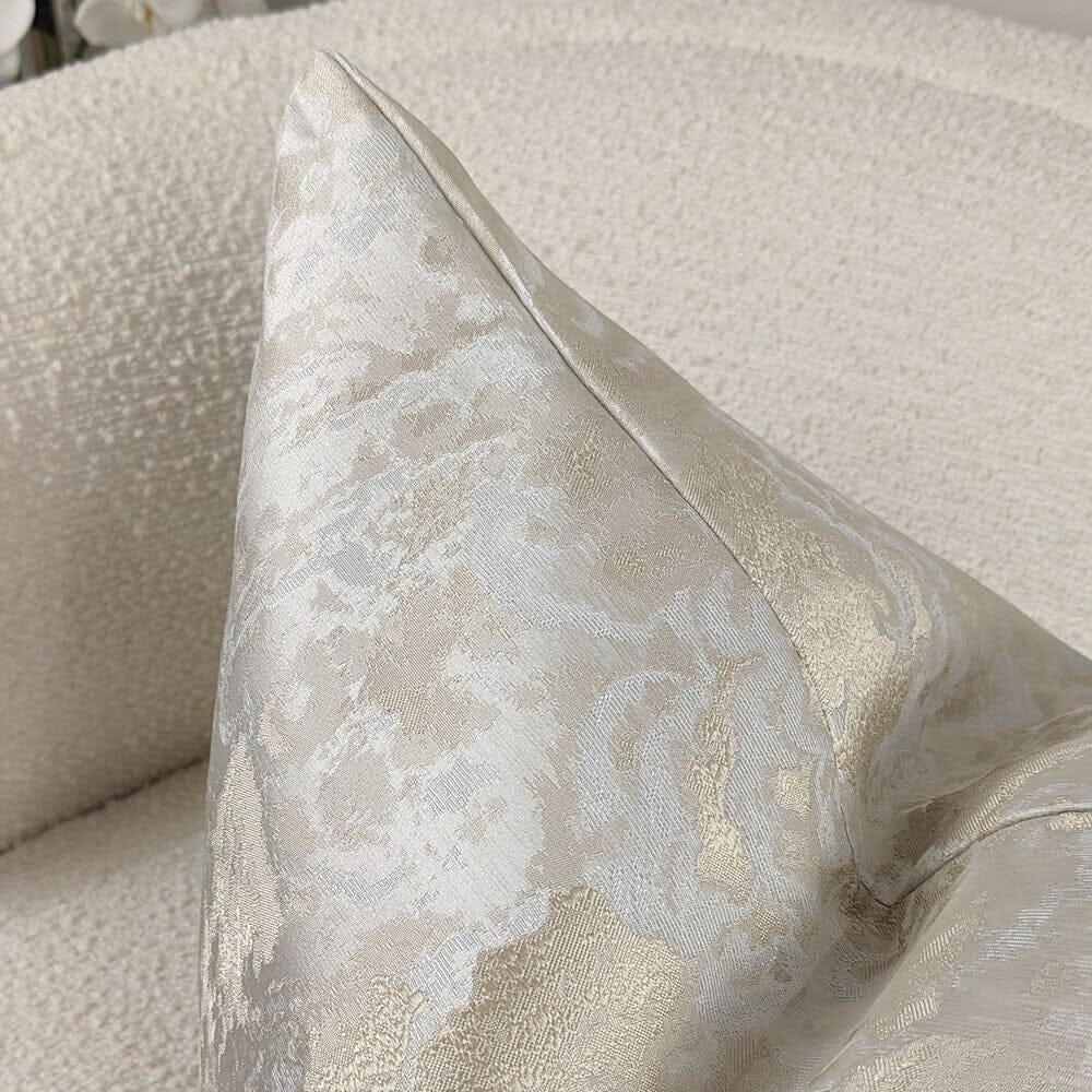 Yasmin Gold & Cream Metallic Cloud Print Cushion - 50x50cm - Image 2