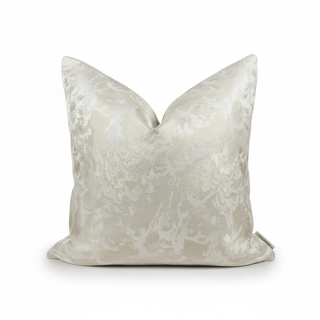 Yasmin Gold & Cream Metallic Cloud Print Cushion - 50x50cm - Image 3