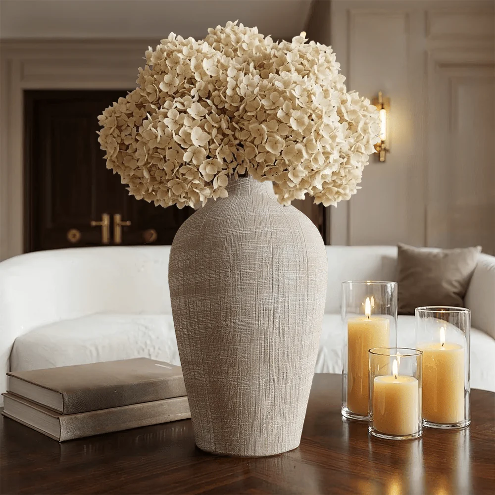 Yves Taupe Textured Decorative Vase