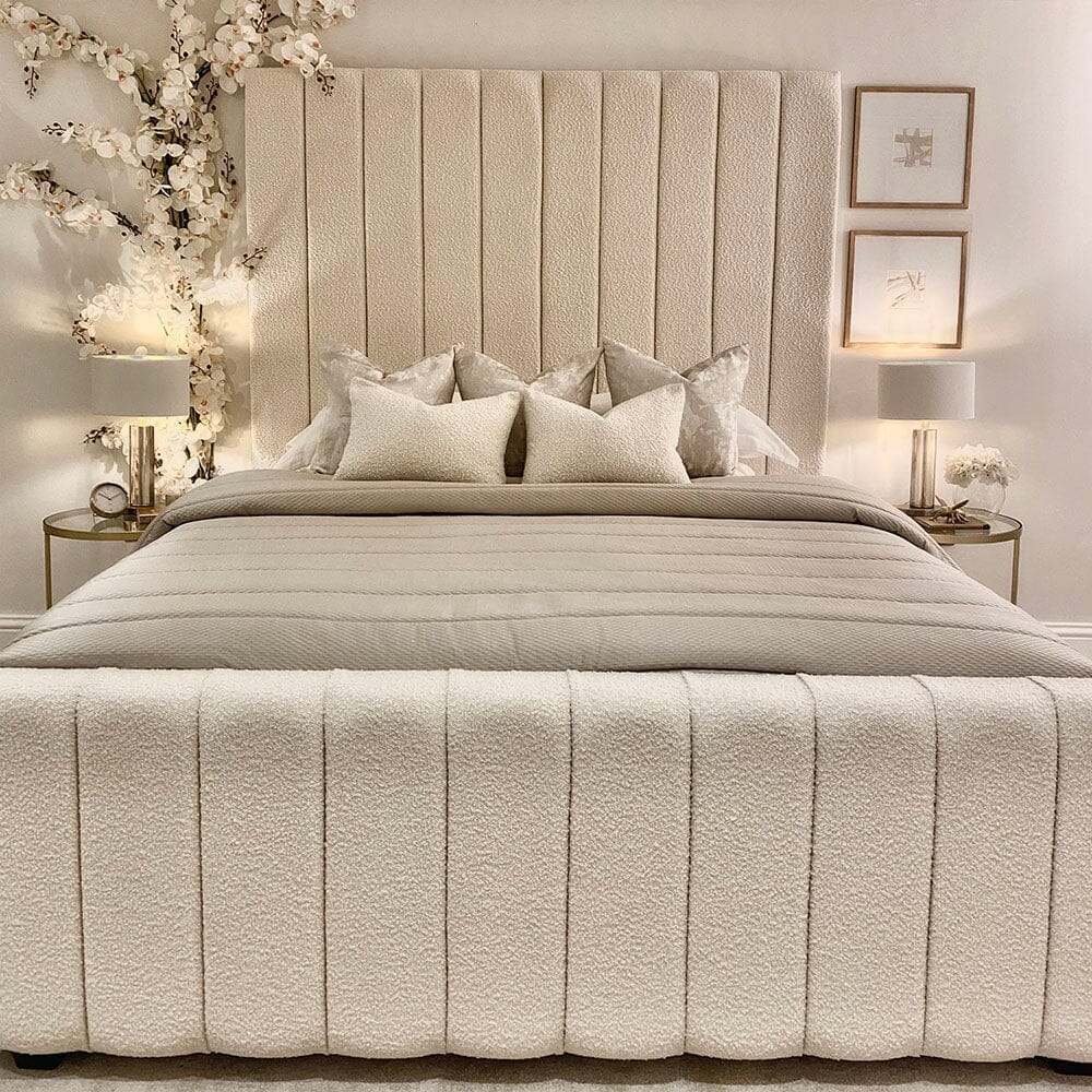 Nori Cream Boucle Luxury Panelled Bed - Image 4