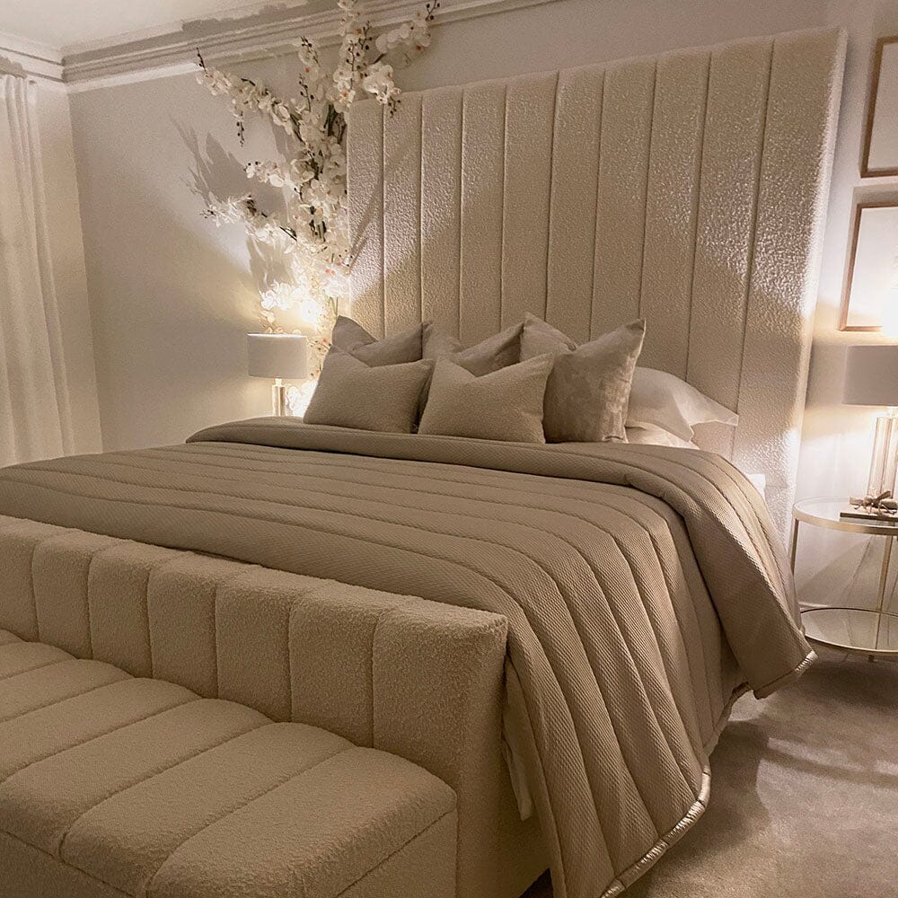 Nori Cream Boucle Luxury Panelled Bed - Image 5