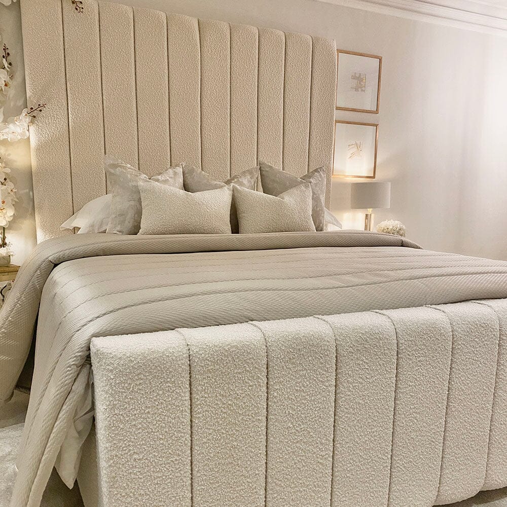 Nori Cream Boucle Luxury Panelled Bed - Image 8