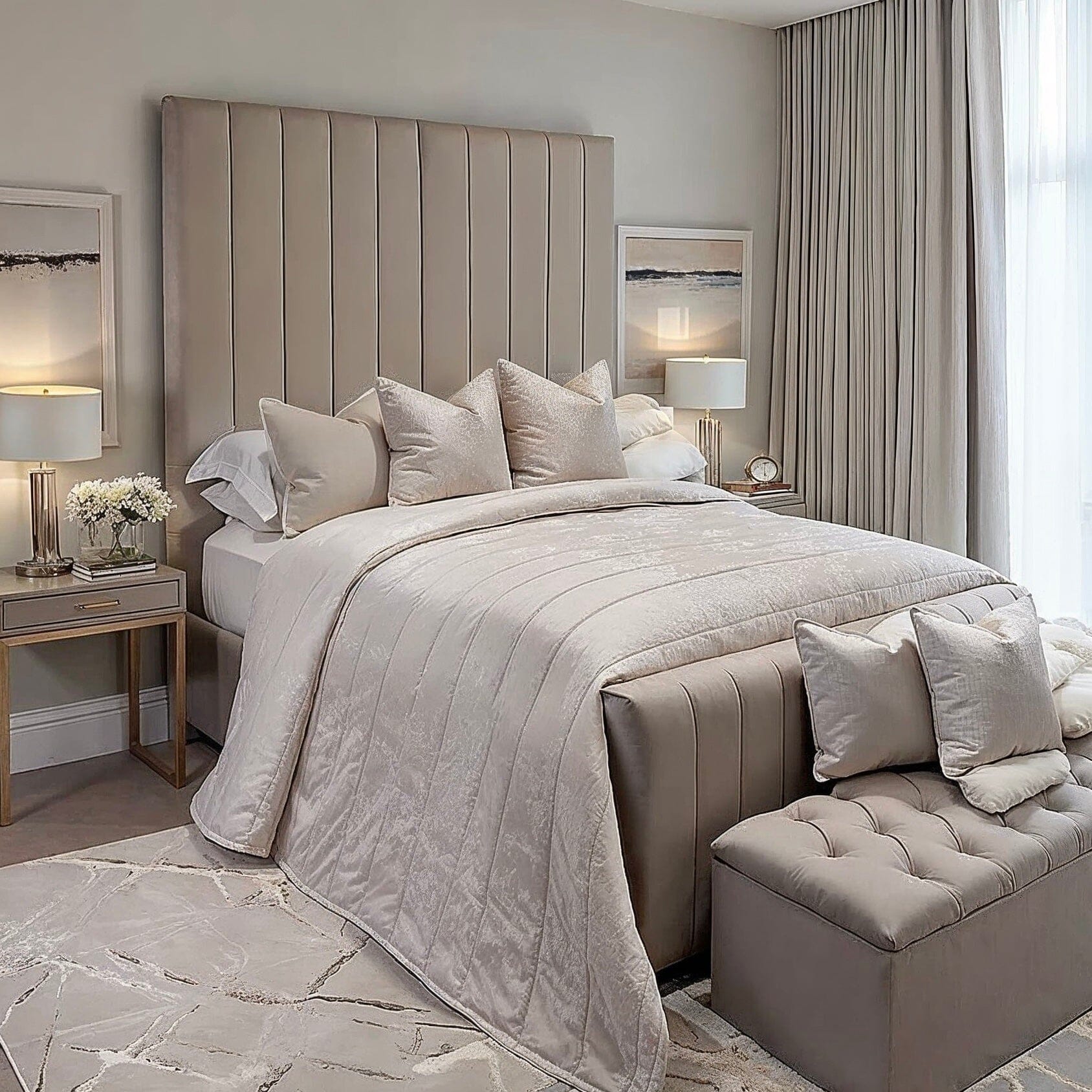Zana Pebble Luxury Panelled Ottoman Storage Bed - Image 2