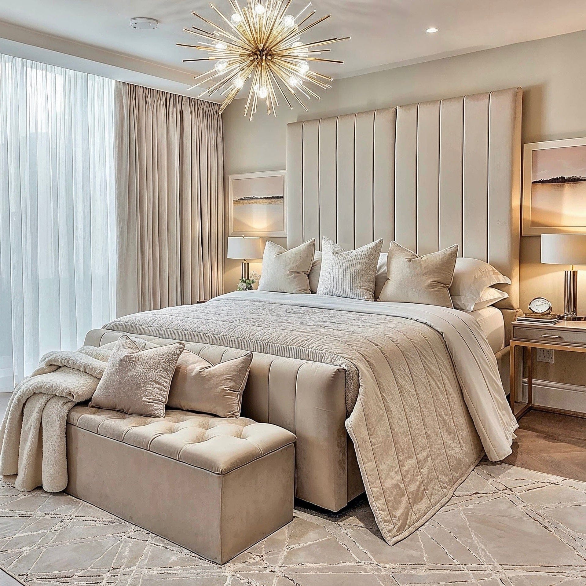 Zana Vanilla Luxury Panelled Ottoman Storage Bed