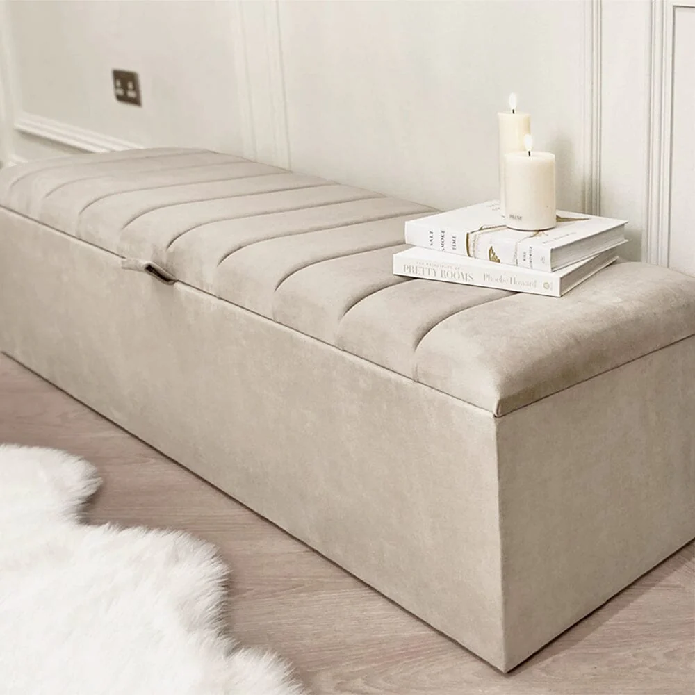 Zana Vanilla Panelled Ottoman Box