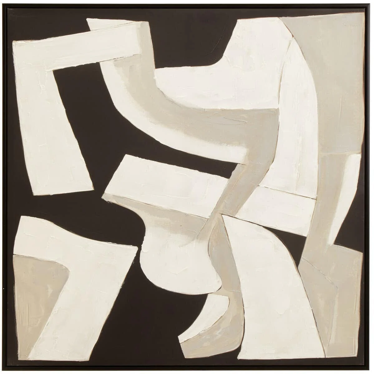 Zane Monochrome Abstract Textured Canvas Wall Art - Image 2