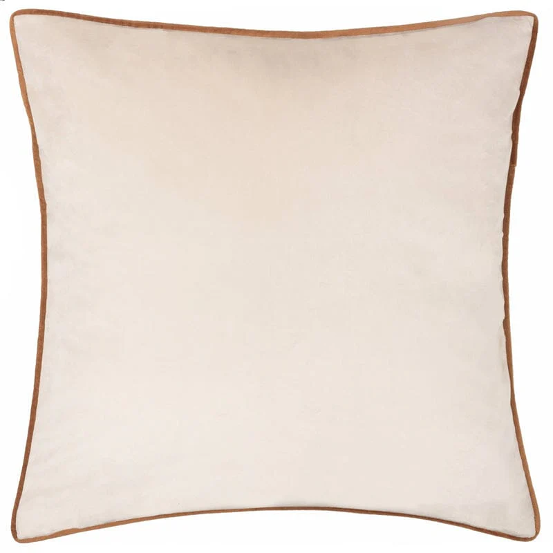 Zara Ecru Velvet Cushion with Rust Piping - 55x55cm - Image 3