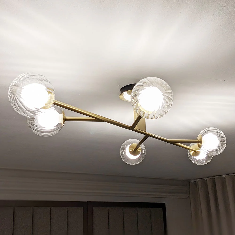 Zayla 6 Light Semi-Flush Brass Ceiling Light - Image 3