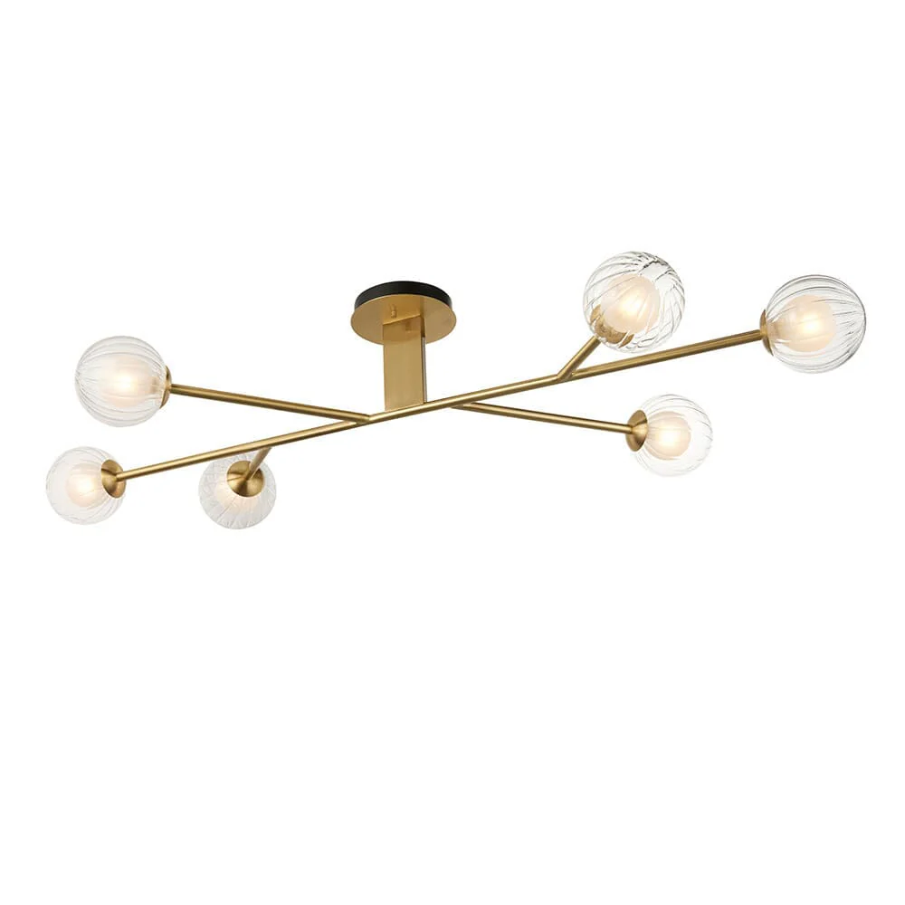 Zayla 6 Light Semi-Flush Brass Ceiling Light - Image 5