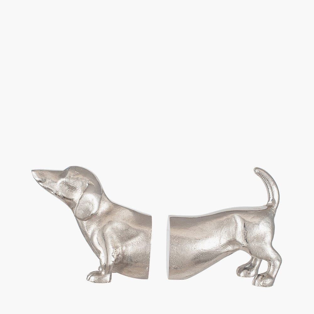 Zenaida Silver Metal Sausage Dog Decorative Bookends - Image 2