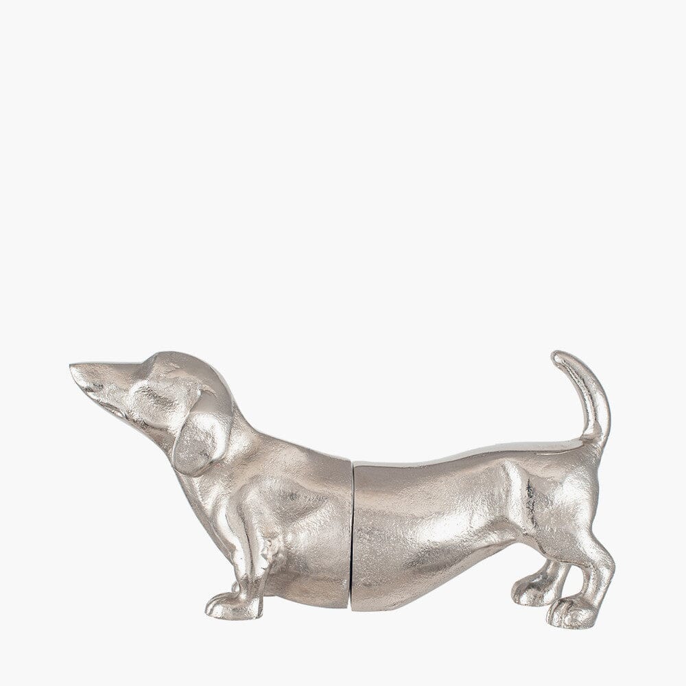 Zenaida Silver Metal Sausage Dog Decorative Bookends - Image 3
