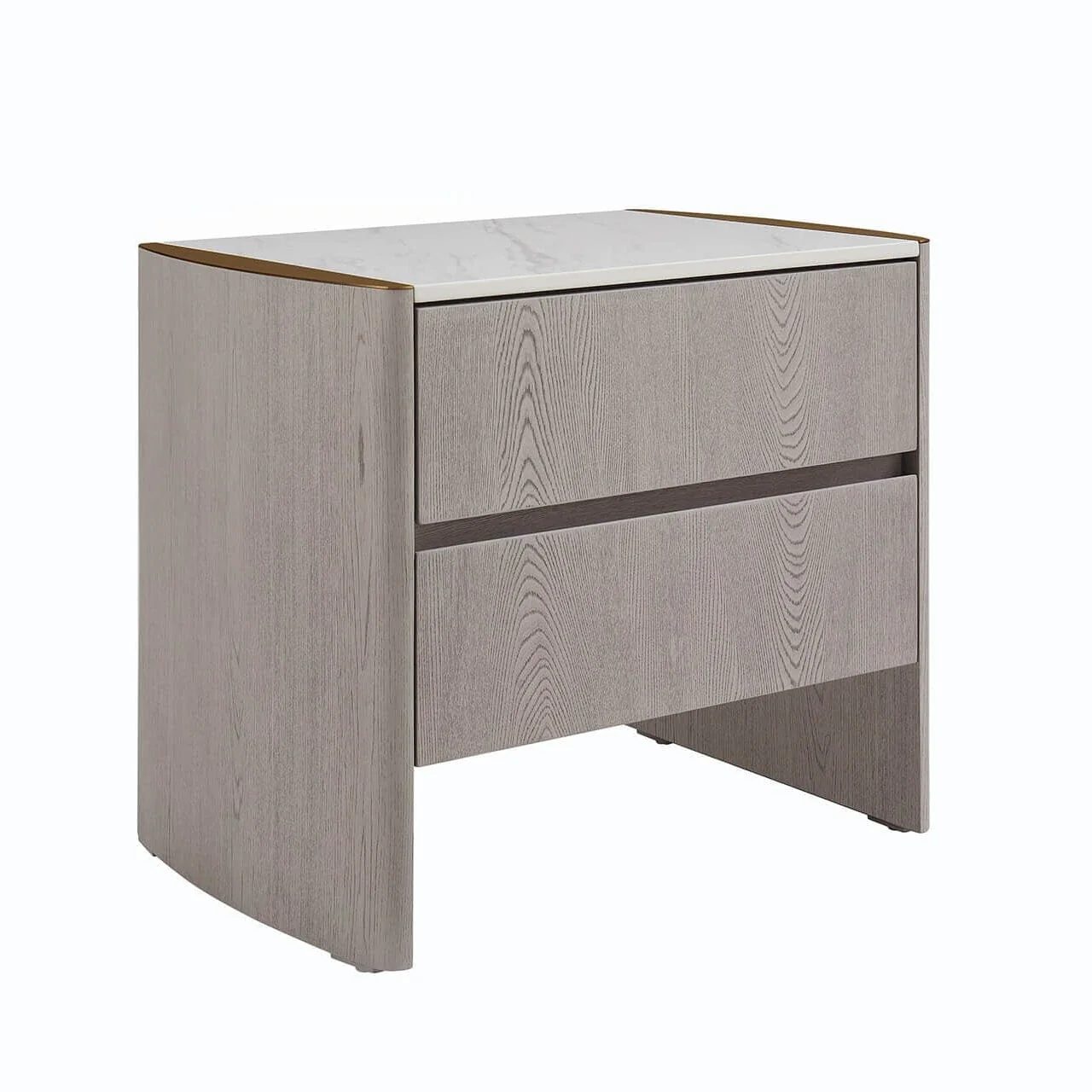 Zendaya 2 Drawer Washed Oak Bedside with Stone Top - Image 2