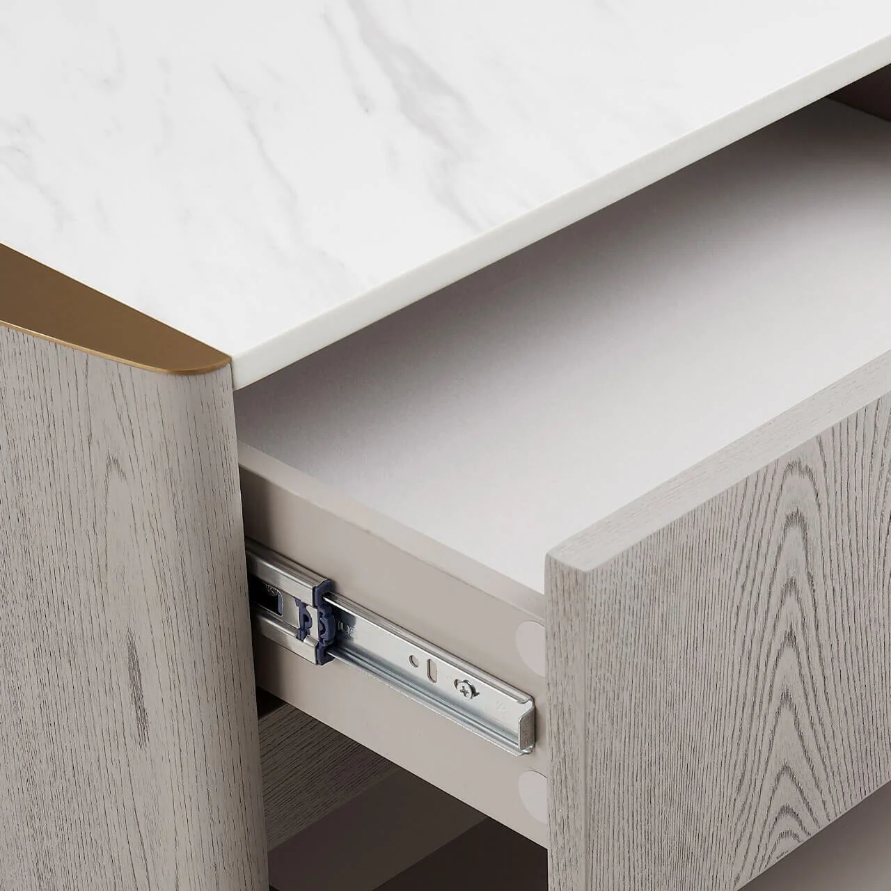 Zendaya 2 Drawer Washed Oak Bedside with Stone Top - Image 4