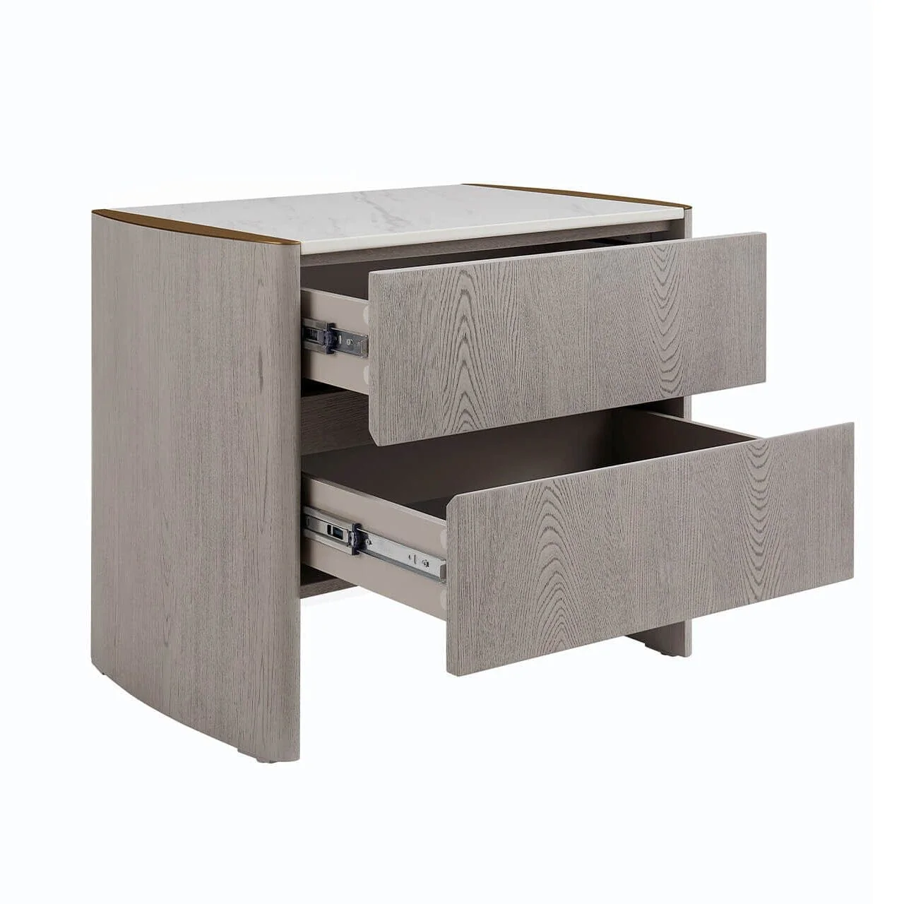 Zendaya 2 Drawer Washed Oak Bedside with Stone Top - Image 5