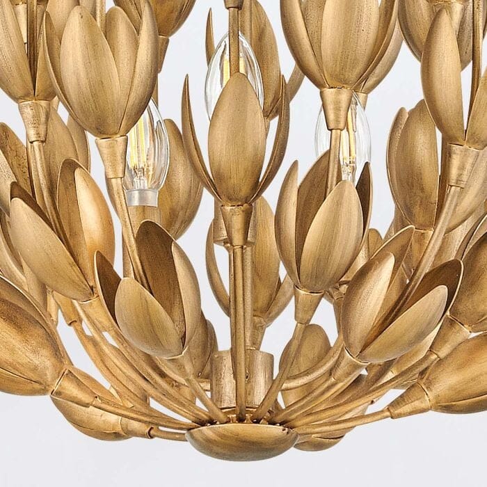 Zeni Gold 3 Light Statement Floral Pendant Ceiling Light - Image 5