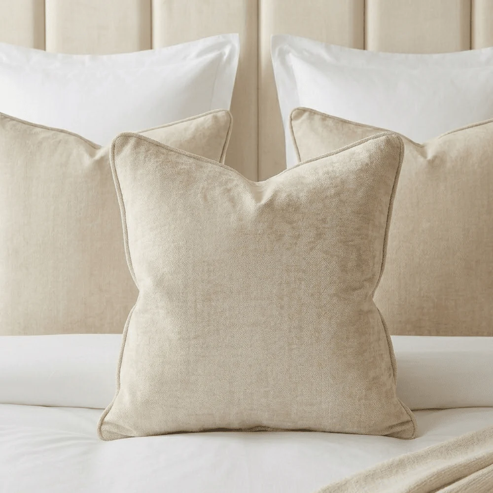 Zephyr Cream Heavy Chenille Velvet Cushion- 50x50cm
