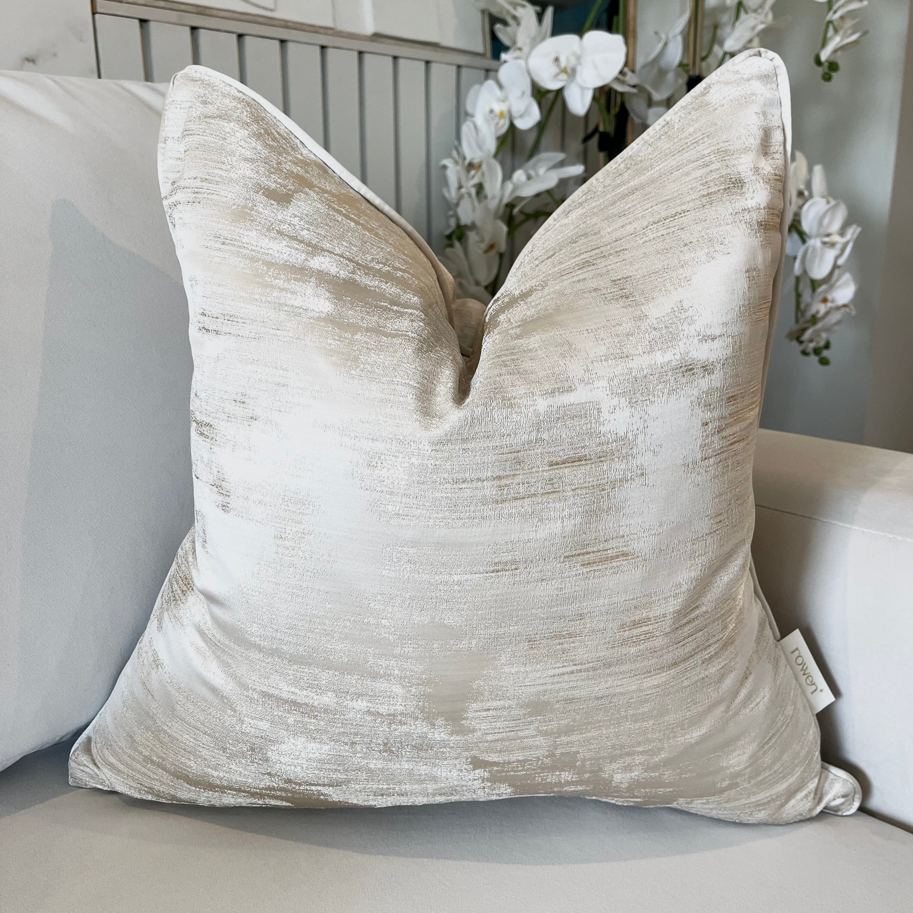Zirconium Oyster & Gold Metallic Patterned Cushion - 50x50cm
