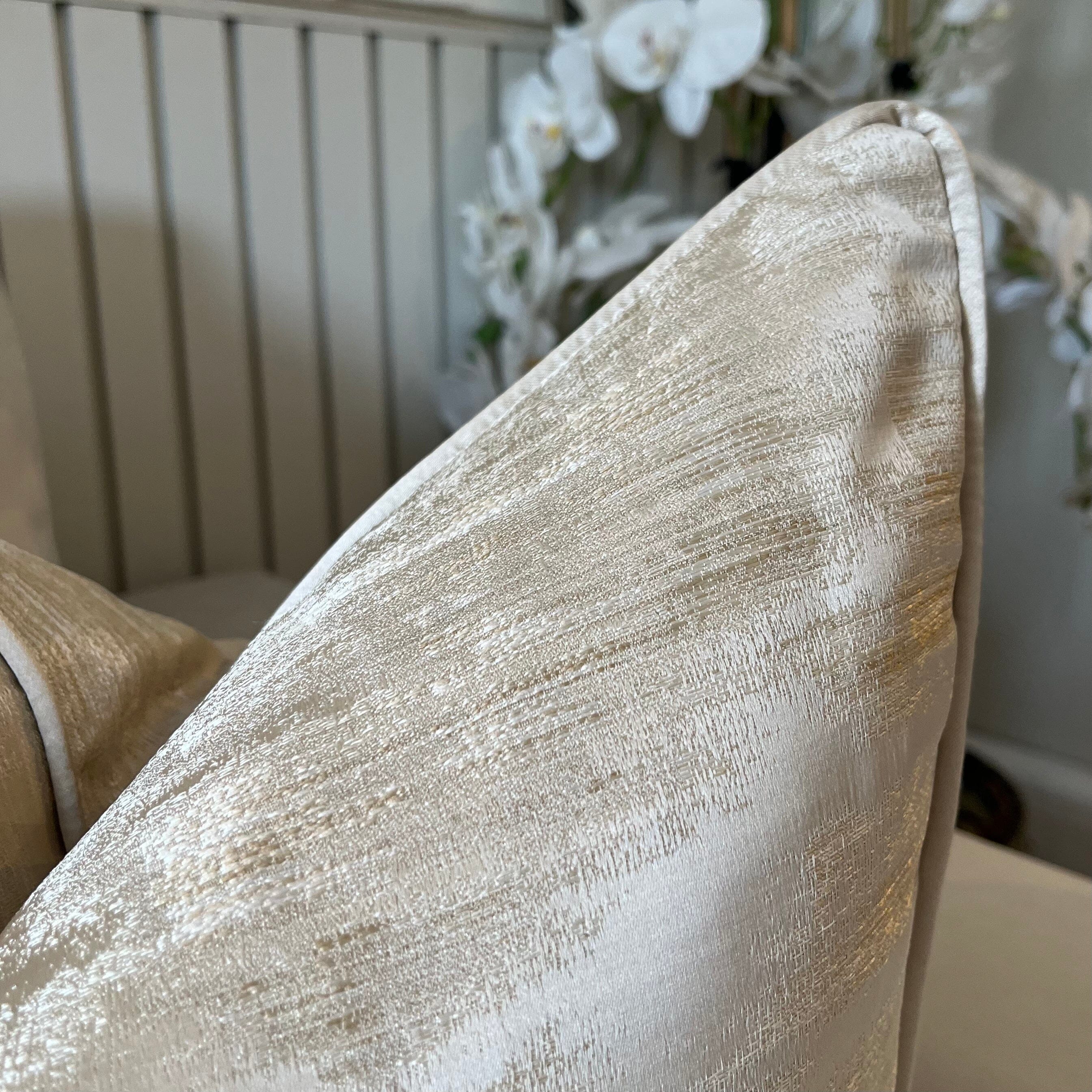 Zirconium Oyster & Gold Metallic Patterned Cushion - 50x50cm - Image 2