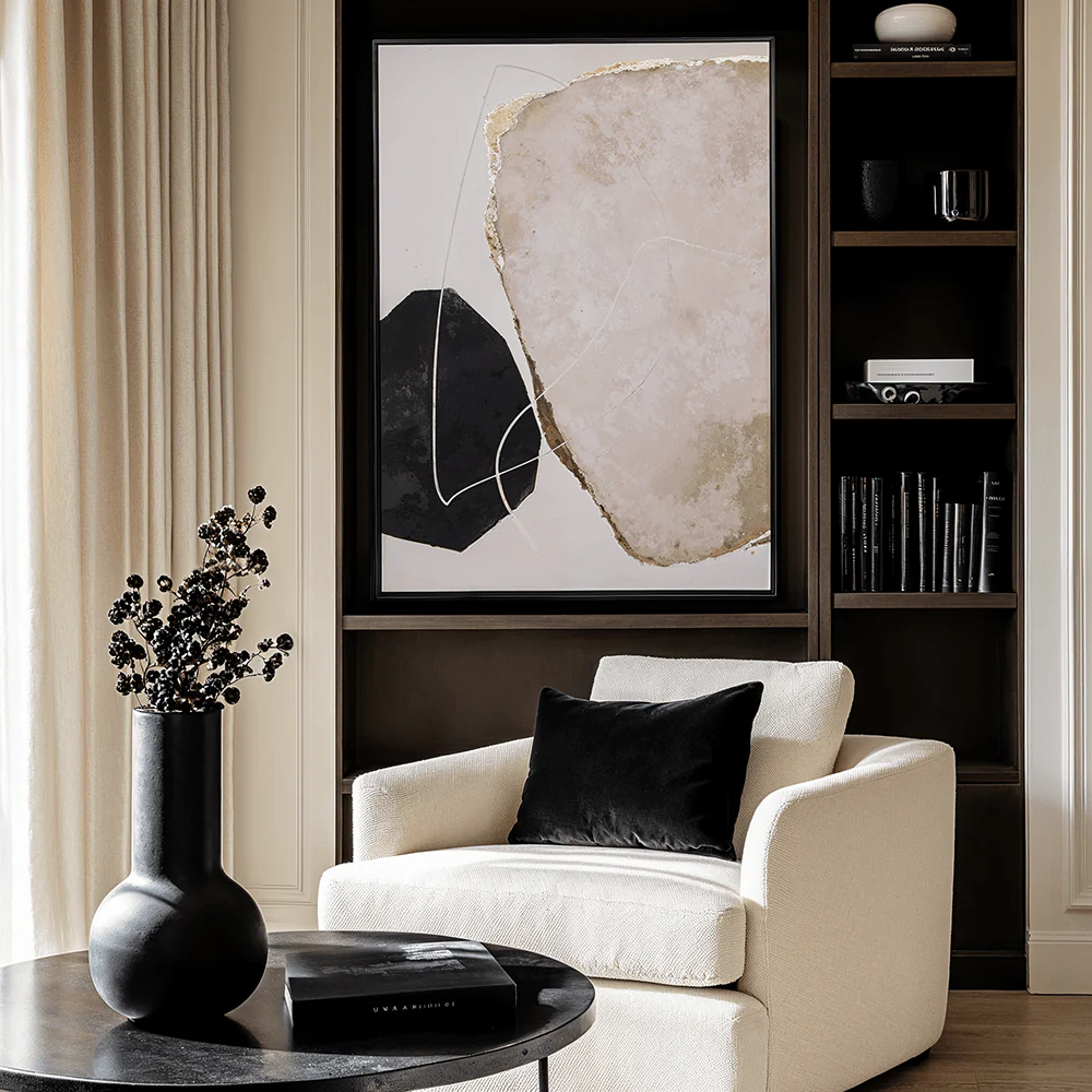 Zola Large Framed Neutral & Black Canvas Wall Art - Image 2