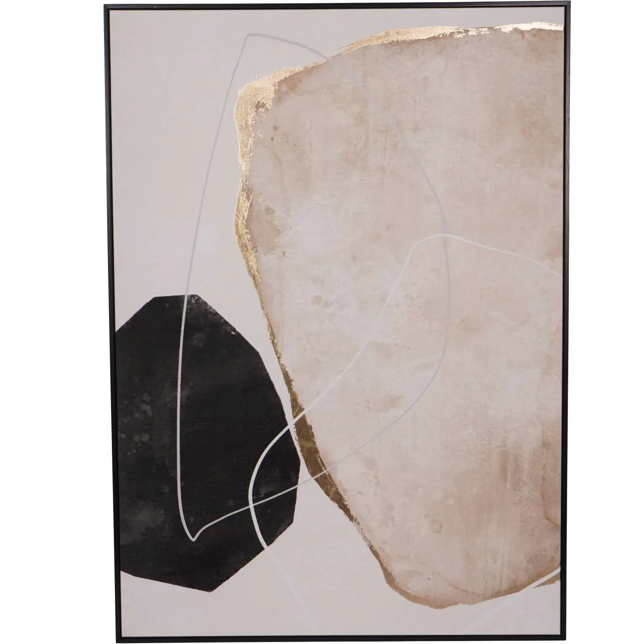 Zola Large Framed Neutral & Black Canvas Wall Art - Image 3