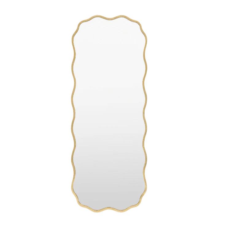 Zosia Antique Gold Wavy Edge Leaner Wall Mirror - Image 3