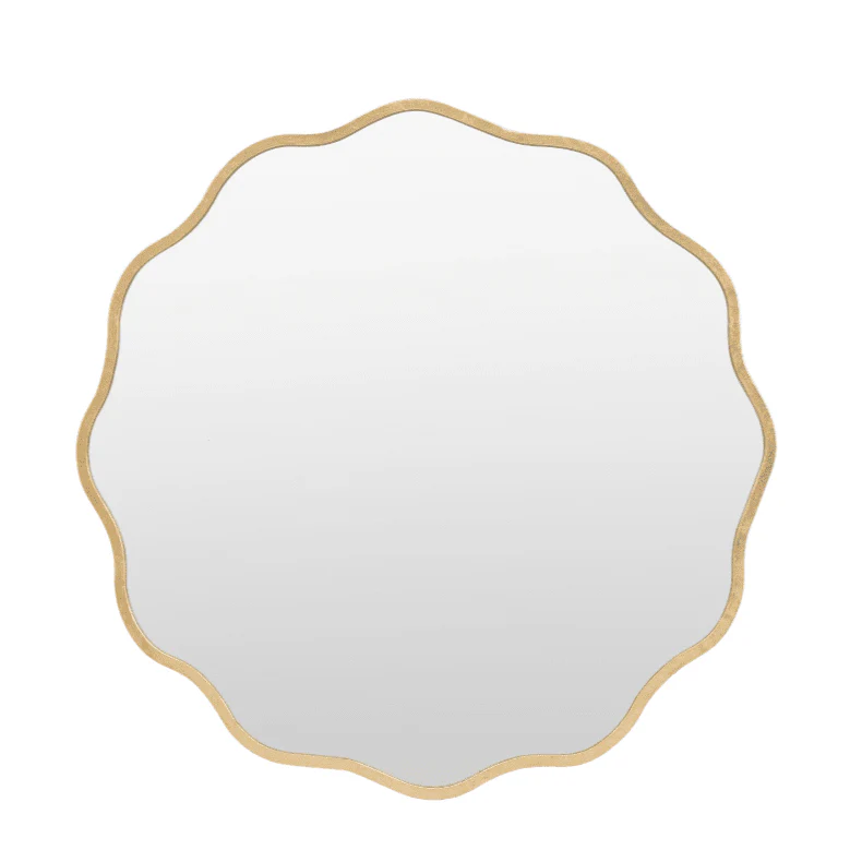 Zosia Antique Gold Wavy Edge Round Wall Mirror - Image 3