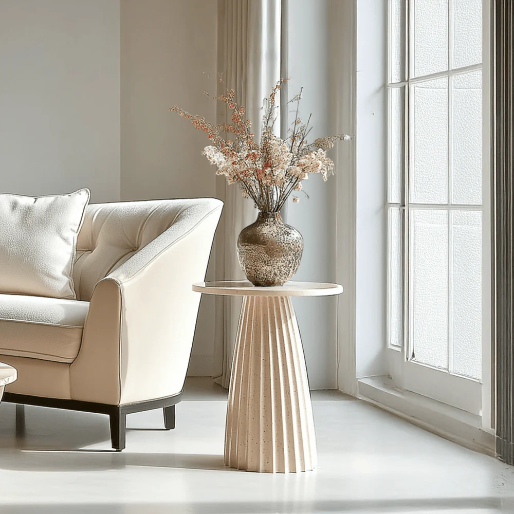 Zuzana Beige Round Side Table