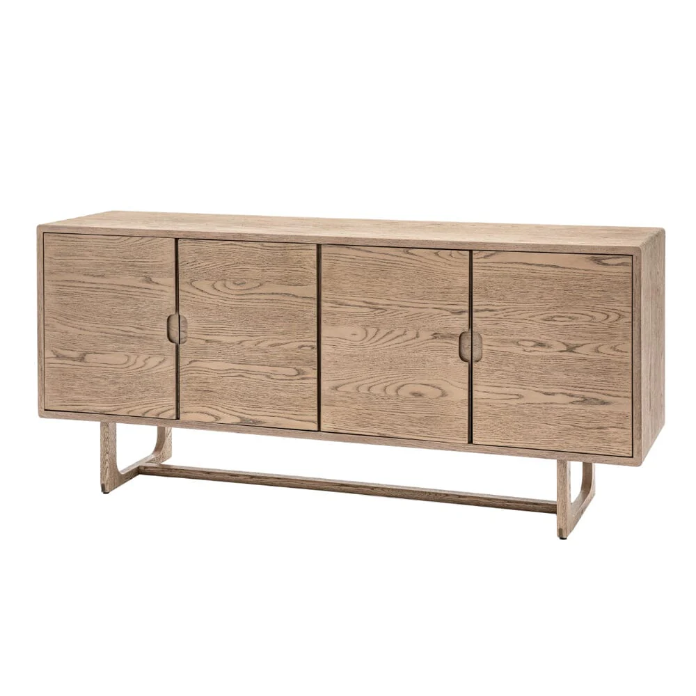 Zyra Smoked Oak Wooden 4 Door Sideboard - Image 3