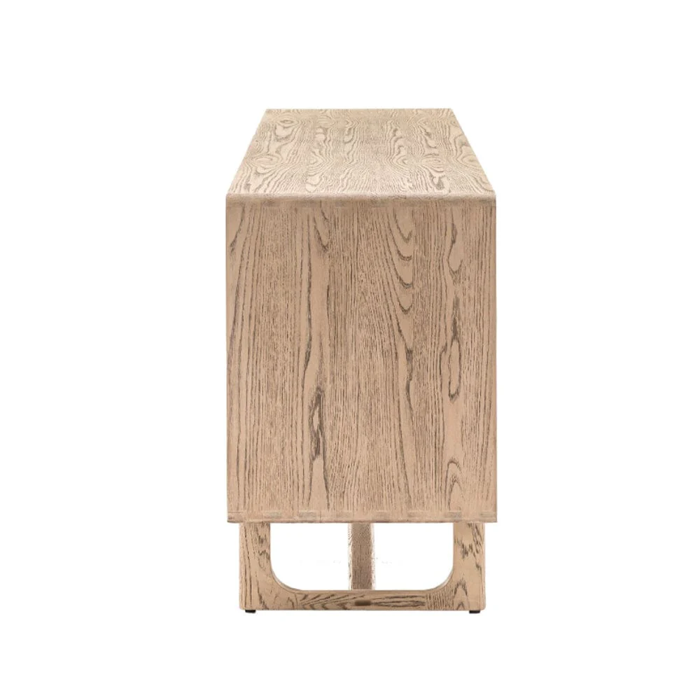 Zyra Smoked Oak Wooden 4 Door Sideboard - Image 4