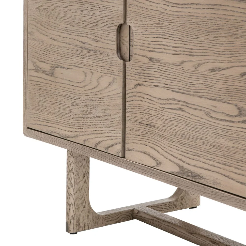 Zyra Smoked Oak Wooden 4 Door Sideboard - Image 7