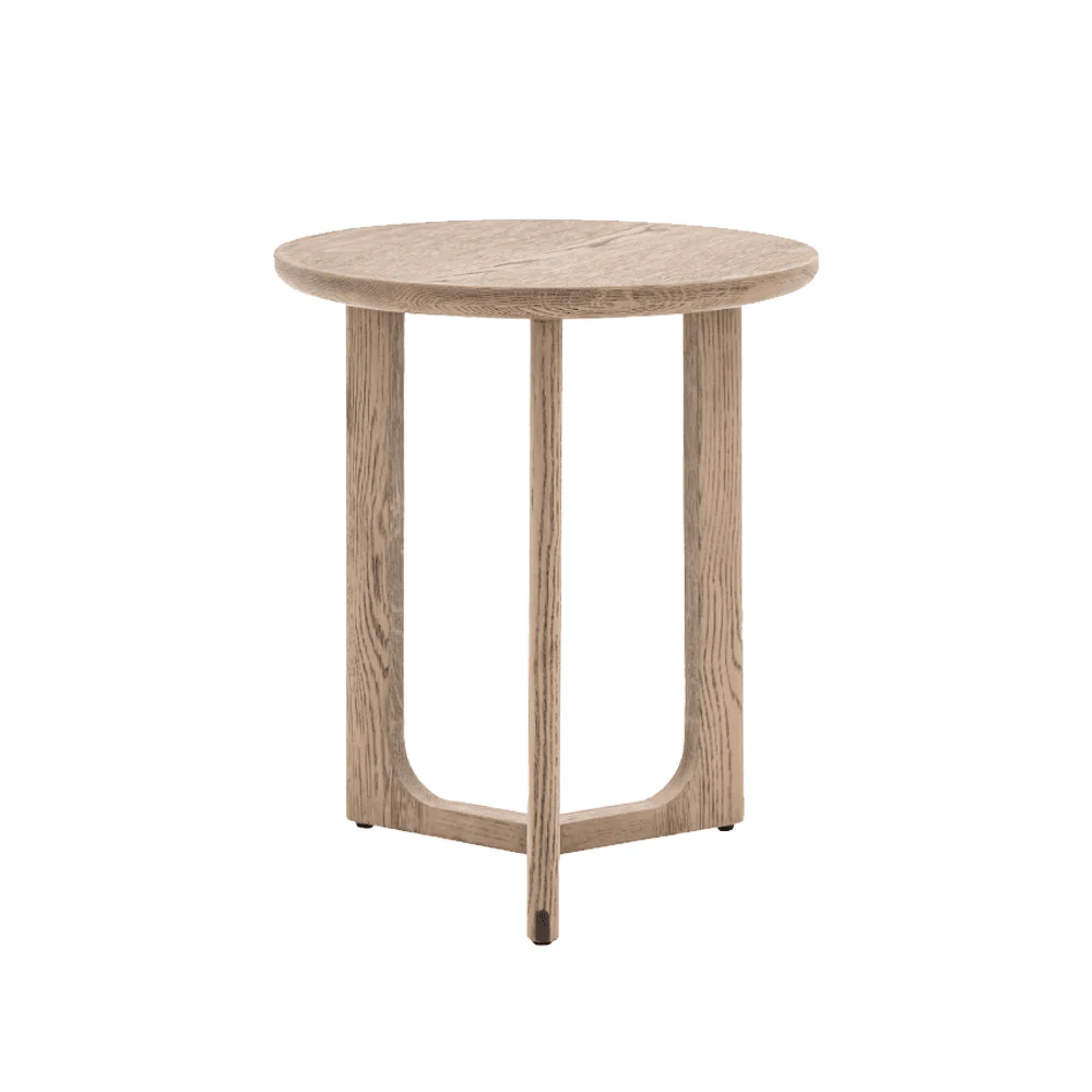 Zyra Smoked Oak Wooden Round Side Table - Image 3